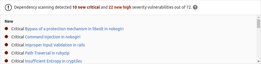 Index · Dependency scanning · Application security · User · Help · GitLab
