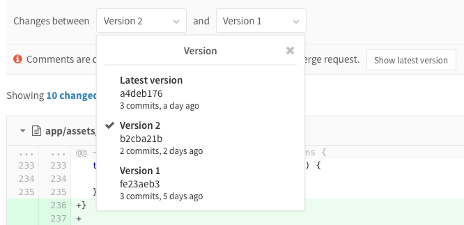 Versions · Merge requests · Project · User · Help · GitLab