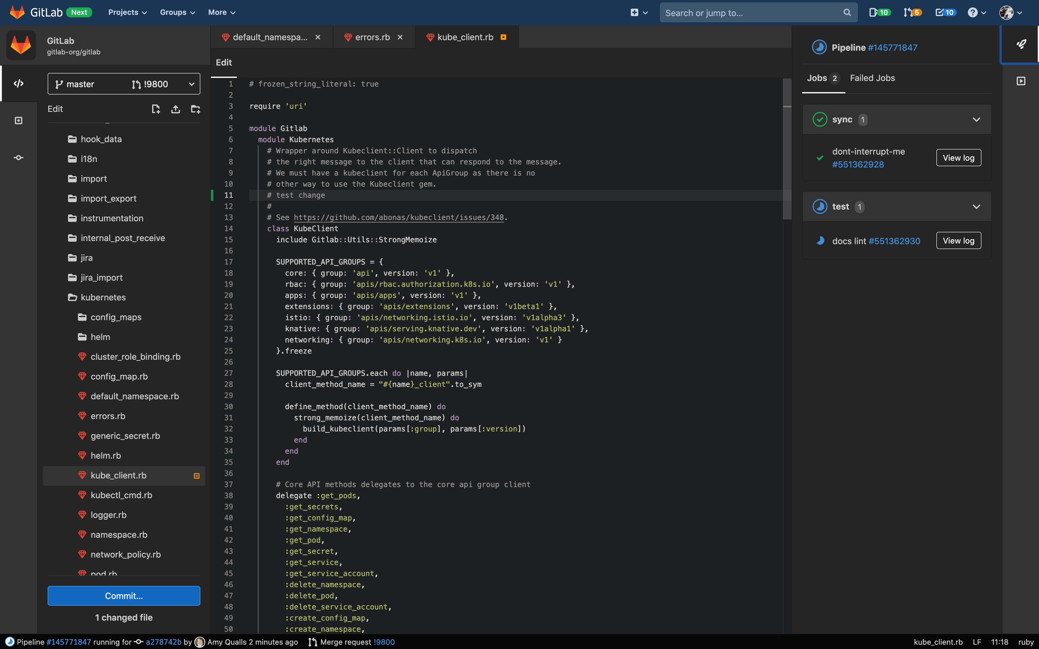 Index · Web ide · Project · User · Help · GitLab